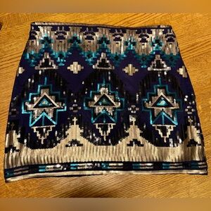 NWOT! Express Black and Gold Sequin Mini Skirt- Size Small